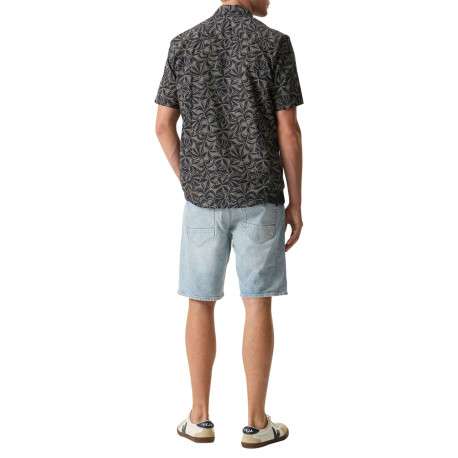 Chemise en coton bleu marine à imprimé floral avec une coupe droite - Image 4