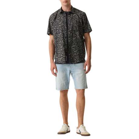 Chemise en coton bleu marine à imprimé floral avec une coupe droite - Image 5