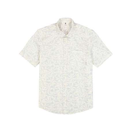 Chemise en coton écrue à imprimé floral avec une coupe droite