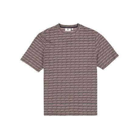 T-shirt kaki structuré à motifs avec une coupe droite et un col rond