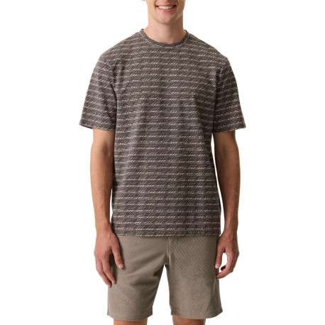 T-shirt kaki structuré à motifs avec une coupe droite et un col rond - Image 2