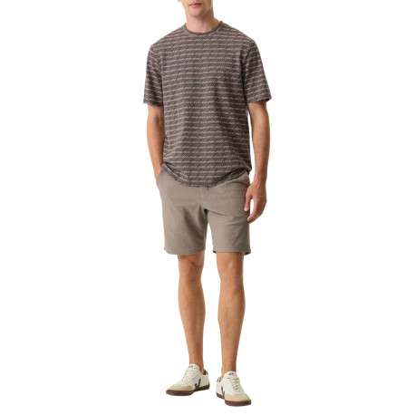 T-shirt kaki structuré à motifs avec une coupe droite et un col rond - Image 3