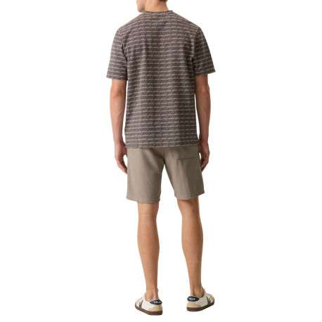 T-shirt kaki structuré à motifs avec une coupe droite et un col rond - Image 4