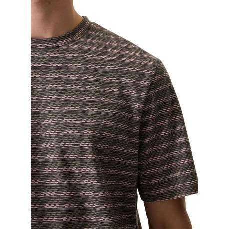 T-shirt kaki structuré à motifs avec une coupe droite et un col rond - Image 5