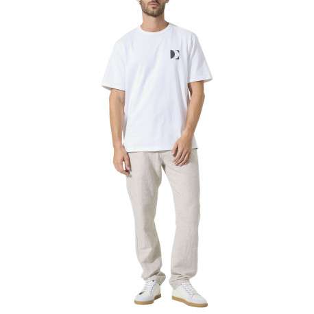 T-shirt en coton blanc uni avec logo imprimé et une coupe droite - Image 4