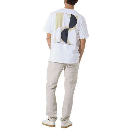 T-shirt en coton blanc uni avec logo imprimé et une coupe droite - Image 5