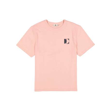 T-shirt en coton rose uni avec logo imprimé et une coupe droite