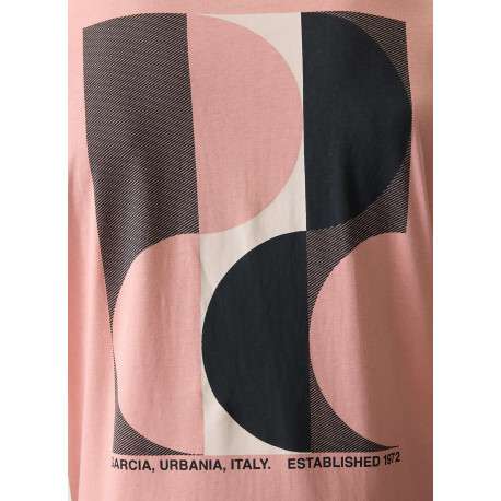T-shirt en coton rose uni avec logo imprimé et une coupe droite - Image 6