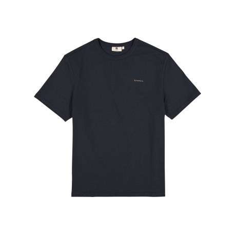 T-shirt en coton marine uni avec texte imprimé et une coupe droite