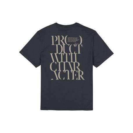 T-shirt en coton marine uni avec texte imprimé et une coupe droite - Image 2