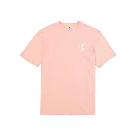 T-shirt en coton rose uni pourvu d'un logo imprimé et d'un col rond
