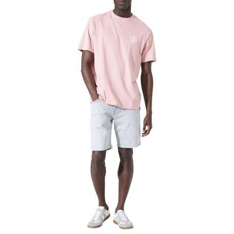 T-shirt en coton rose uni pourvu d'un logo imprimé et d'un col rond - Image 2