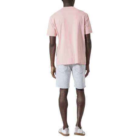 T-shirt en coton rose uni pourvu d'un logo imprimé et d'un col rond - Image 3
