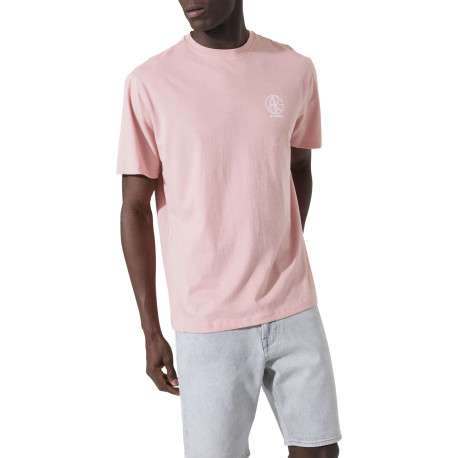 T-shirt en coton rose uni pourvu d'un logo imprimé et d'un col rond - Image 4