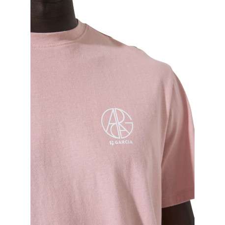 T-shirt en coton rose uni pourvu d'un logo imprimé et d'un col rond - Image 5