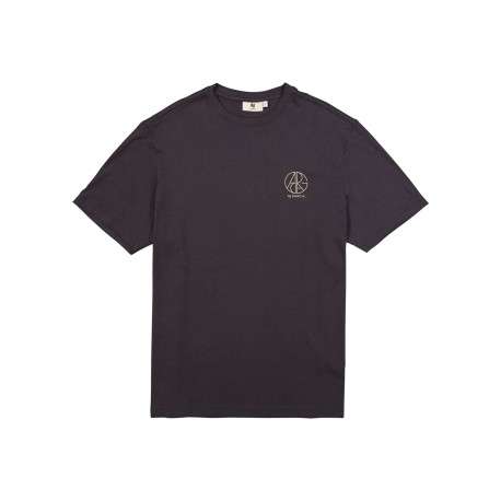 T-shirt en coton marine uni avec logo imprimé et un col rond