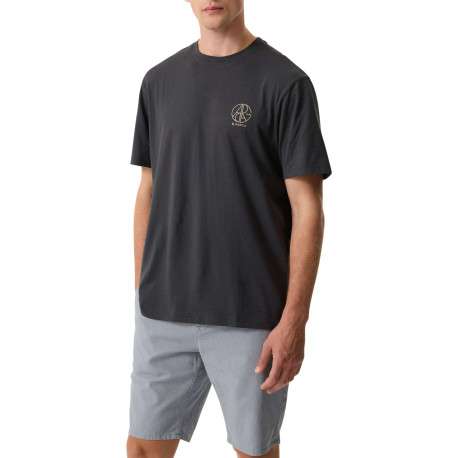 T-shirt en coton marine uni avec logo imprimé et un col rond - Image 3