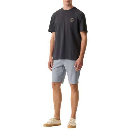 T-shirt en coton marine uni avec logo imprimé et un col rond - Image 5