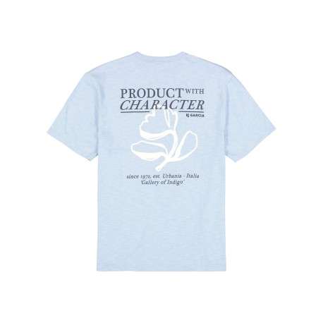 T-shirt en coton bleu ciel imprimé avec une coupe droite et un col rond - Image 2