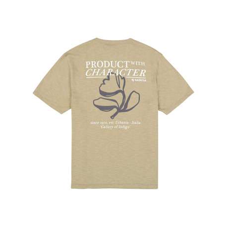 T-shirt en coton kaki imprimé avec une coupe droite et un col rond - Image 2