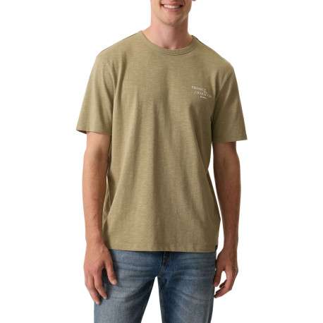 T-shirt en coton kaki imprimé avec une coupe droite et un col rond - Image 3