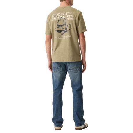 T-shirt en coton kaki imprimé avec une coupe droite et un col rond - Image 4