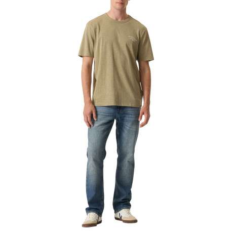 T-shirt en coton kaki imprimé avec une coupe droite et un col rond - Image 5