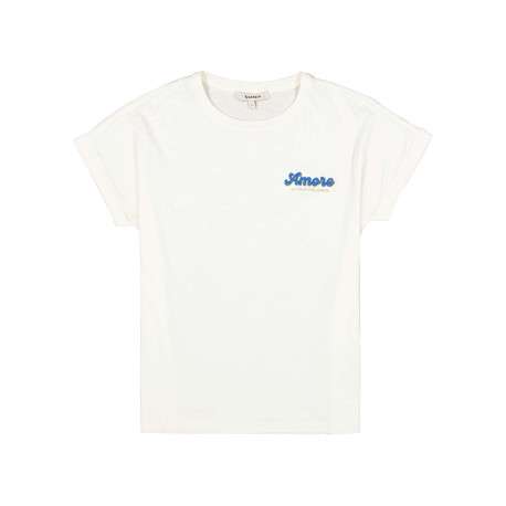 T-shirt en coton blanc uni avec une coupe droite et un logo brodé