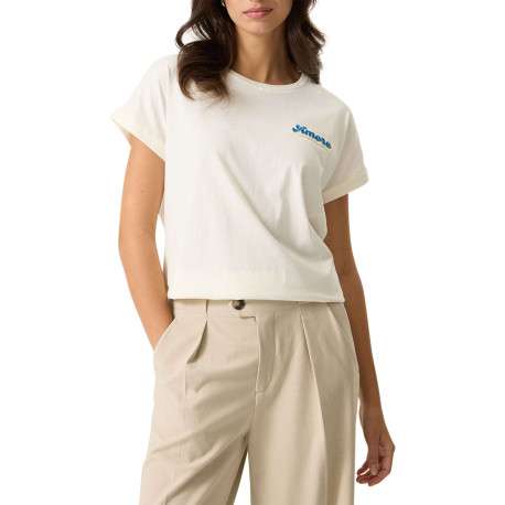 T-shirt en coton blanc uni avec une coupe droite et un logo brodé - Image 2