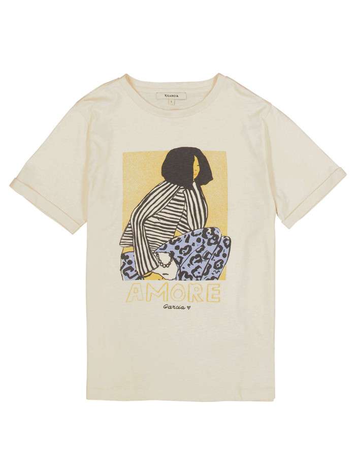T-shirt en coton écru avec...