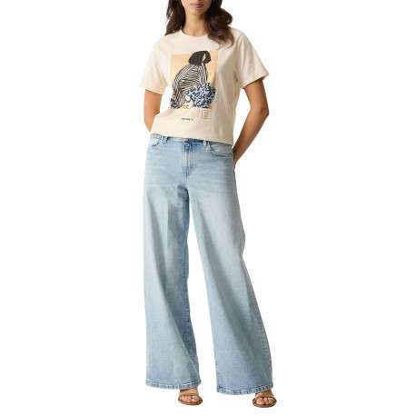 T-shirt en coton écru avec un personnage imprimé et une coupe droite - Image 5