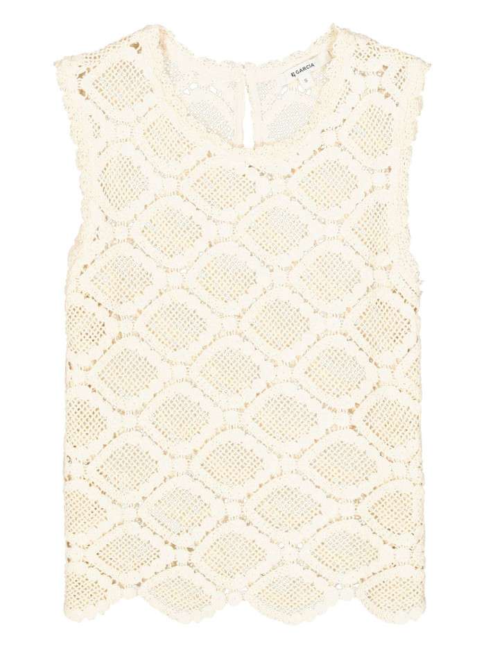 Top en coton écru en maille...