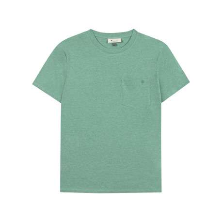 T-shirt en coton vert uni avec une coupe droite et un col rond