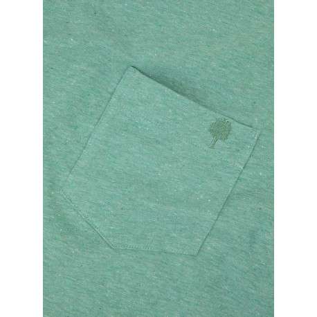 T-shirt en coton vert uni avec une coupe droite et un col rond - Image 2