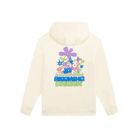 Sweat écru imprimé avec une coupe droite et un col à capuche - Image 2