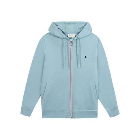 Sweat zippé ciel uni avec une coupe droite et un col à capuche
