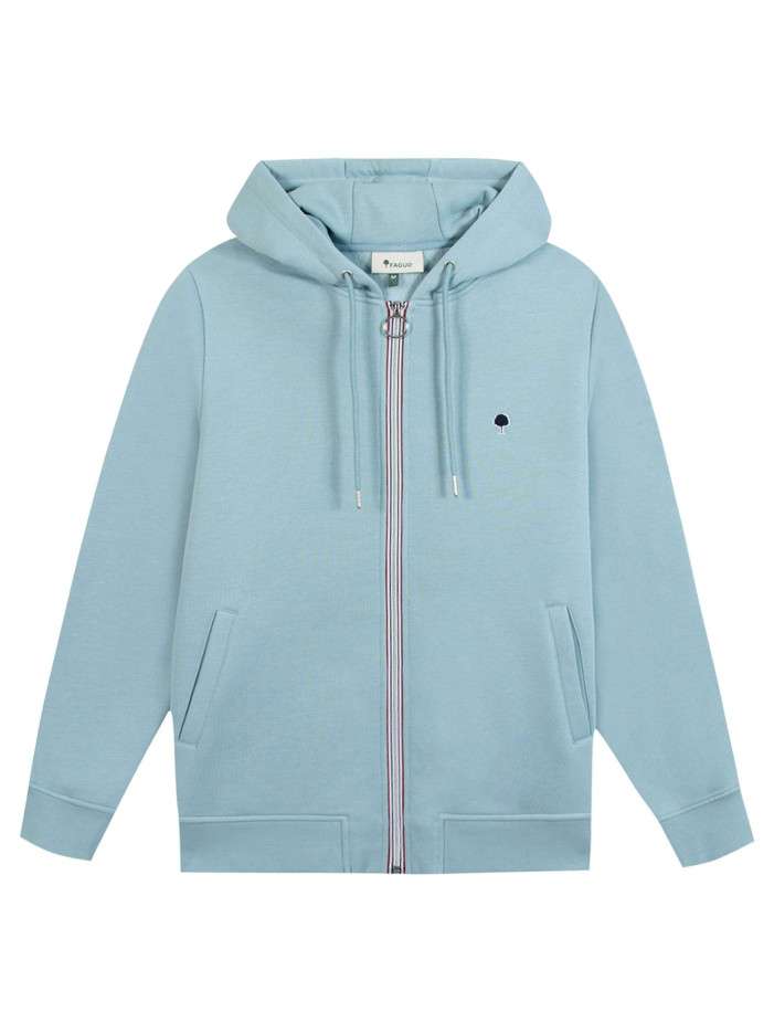Sweat zippé ciel uni avec...