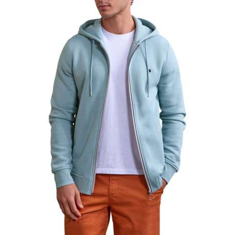 Sweat zippé ciel uni avec une coupe droite et un col à capuche - Image 3