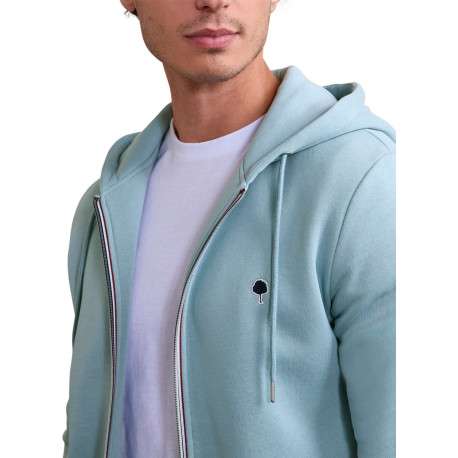 Sweat zippé ciel uni avec une coupe droite et un col à capuche - Image 5