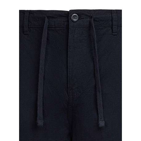 Pantalon bleu foncé à coupe droite pourvu d'un cordon de serrage à la taille - Image 3