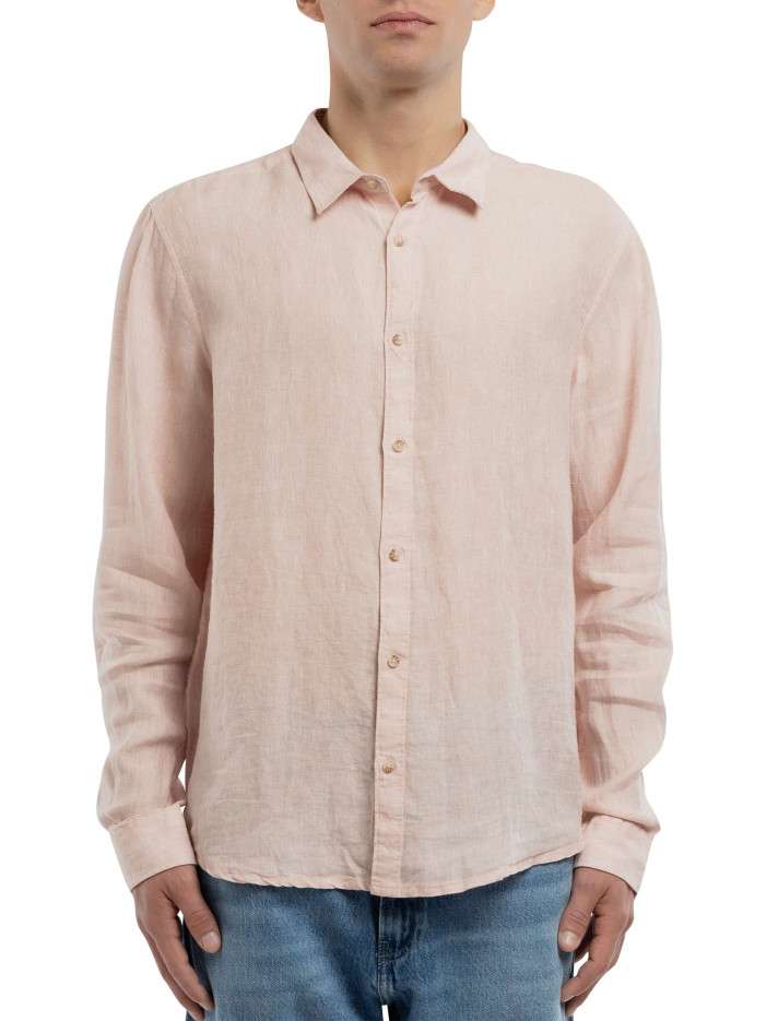 Chemise en lin rose à coupe...