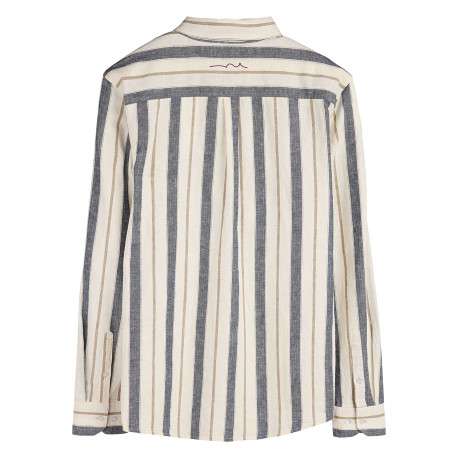 Chemise beige et grise en lin et coton ornée d'un motif à rayures - Image 2