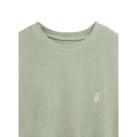 T-shirt vert à coupe droite pourvu d'un col rond et de manches courtes - Image 3