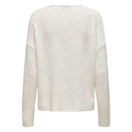 Pull blanc uni avec une coupe droite et des manches longues - Image 2