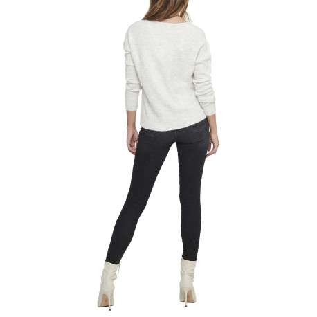 Pull blanc uni avec une coupe droite et des manches longues - Image 5