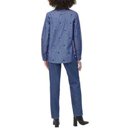 Chemisier en coton indigo à motifs coeurs avec une coupe droite - Image 3