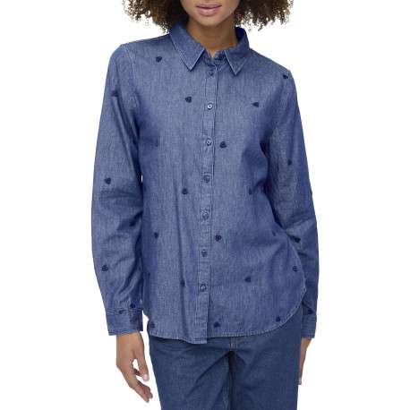 Chemisier en coton indigo à motifs coeurs avec une coupe droite - Image 5