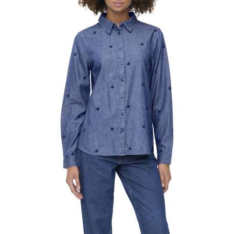 Chemisier en coton indigo à motifs coeurs avec une coupe droite - Image 6