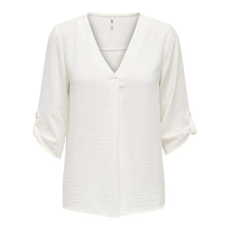 Blouse blanche unie avec une coupe fluide et des manches 3/4