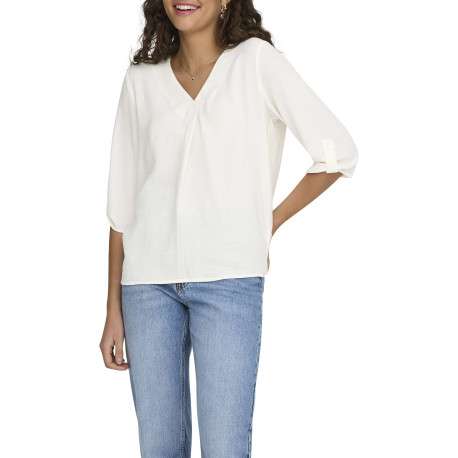 Blouse blanche unie avec une coupe fluide et des manches 3/4 - Image 3